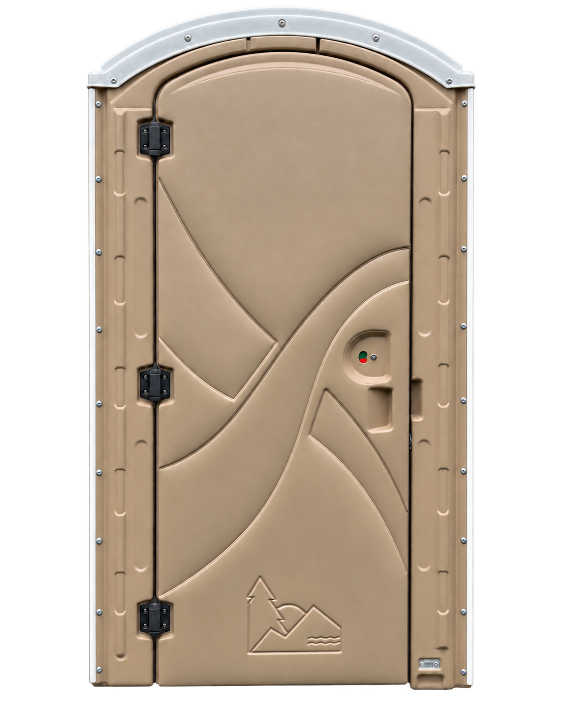 Clean tan portable toilet available for rent